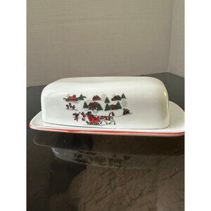 Kopin Christmas Butter Dish, Christmas Pleasue Pattern